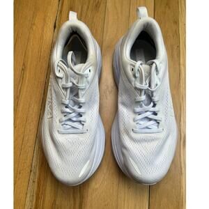 Hoka Bondi 8 White Running Shoes Women's 9.5 Wide Athletic Sneakers Exercise Gym